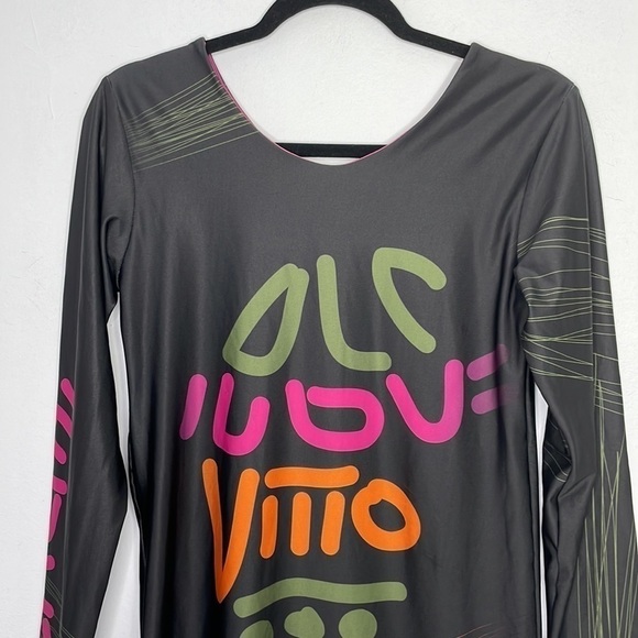 VOLT design made in Quebec Phoenix artsy stretchy abstract print dress - Picture 2 of 10